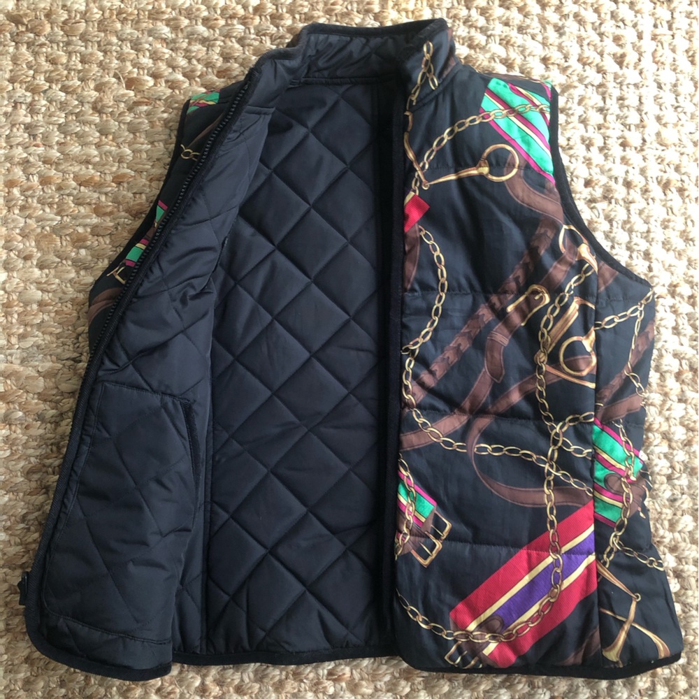 New: Lauren Ralph Lauren Reversible Quilted Vest w Pockets. Size Large Petite